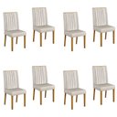 Ver imagem 1 de Kit 8 Cadeiras para Sala de Jantar Pés em Madeira Maciça Mari Branco/Cinamomo/Veludo Palha