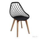 Ver imagem 2 de Conjunto 4 Cadeiras Kaila Pretas em Polipropileno com Base Wood para Sala de Jantar e Cozinha