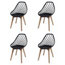 Ver imagem 1 de Conjunto 4 Cadeiras Kaila Pretas em Polipropileno com Base Wood para Sala de Jantar e Cozinha