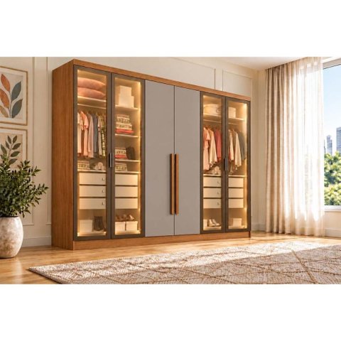 Guarda Roupa Modulado 6 Ptas 4VD 6g Linea N. Horizonte Fendi