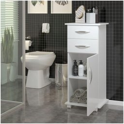 Balcão Armário C/ 1 Porta 2 Gavetas C/ Puxadores Banheiro - 1