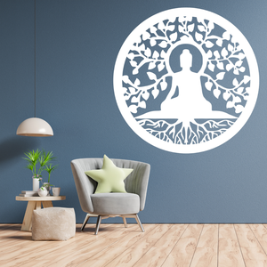 Mandala Buda - Mdf - Branco - Enfeite Decortivo - 10cm