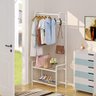Arara Guarda Roupas Cabideiro com Prateleira Organizador Roupeiro Sapateira Duplo Multiuso Branco - 5