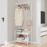Arara Guarda Roupas Cabideiro com Prateleira Organizador Roupeiro Sapateira Duplo Multiuso Branco - 3