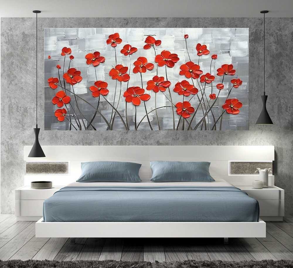 Quadro Pintura Tela Arvores e Flores Modernas Em Altos Relevos 2072: 70cm (A) x 140cm (L) - 5