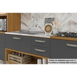 Cozinha Modulada Nesher Princesa 3 Peças (1aéreo+1balcão+1paneleiro) C6p63 Freijo/off White- - 7