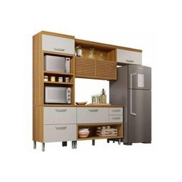 Cozinha Modulada Nesher Princesa 3 Peças (1aéreo+1balcão+1paneleiro) C6p63 Freijo/off White- - 6