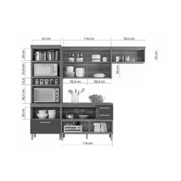 Cozinha Modulada Nesher Princesa 3 Peças (1aéreo+1balcão+1paneleiro) C6p63 Freijo/off White- - 5