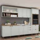 Ver imagem 1 de Cozinha Completa Luna 10 Portas 4 Gavetas com Vidro 100% MDF Mint/Ébano - Genialflex