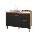 Ver imagem 3 de Balcão de Cozinha Pia Anita 1,20m 3 Portas 1 Gaveta Cor:savana / Preto
