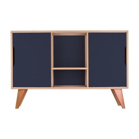 Aparador Buffet Retrô Murano 2 Portas MDP 115cm Azul Marinho Mercado Das Prateleiras