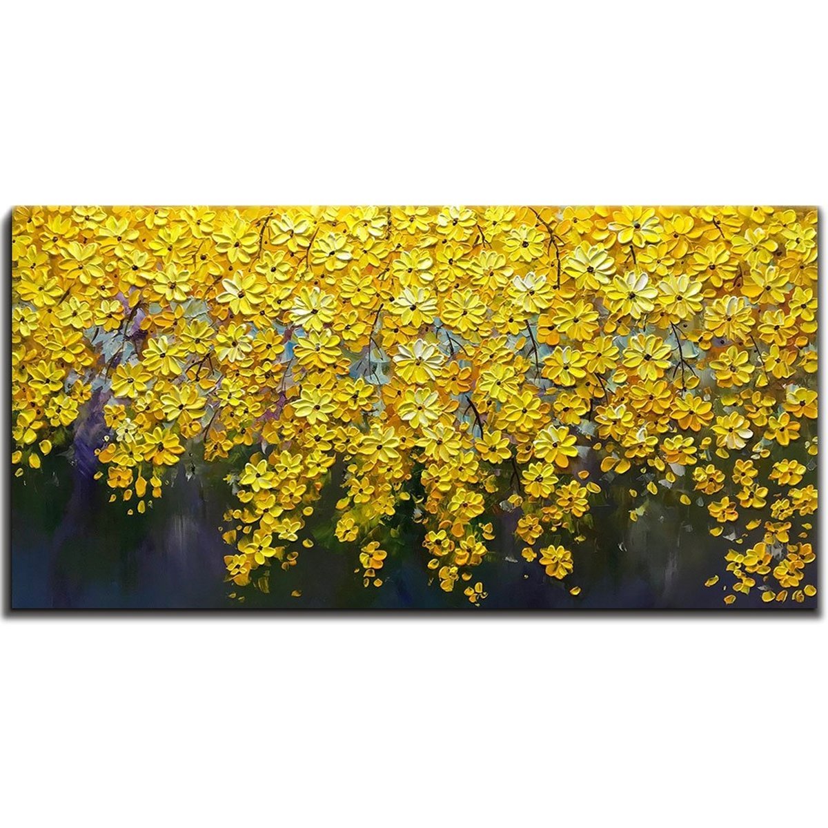 Quadro Pintura Tela crisântemo caindo óleo 5253: 90cm (A) x 180cm (L) - 2