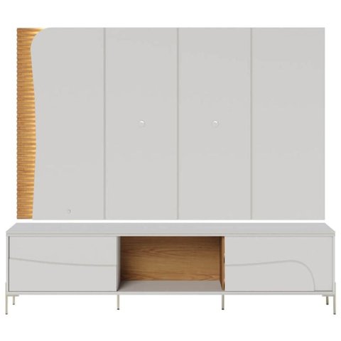 Painel Tv 65 Pol Led e Rack Sala Pé Metal Dante Off/freijó C05 - Mpozenato