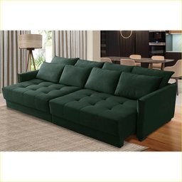 Sofá sem Caixa Retrátil Reclinável 2,30m Catarina Veludo Verde Rover & Beato - 1