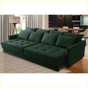 Sofá sem Caixa Retrátil Reclinável 2,30m Catarina Veludo Verde Rover & Beato