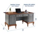 Ver imagem 3 de Escrivaninha de Madeira Hannover com 2 Portas e 2 Gavetas com Tampo Estendido 60813te