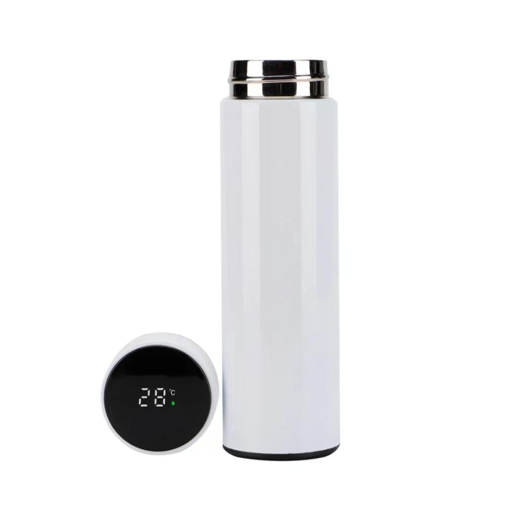 Garrafa termica Atmos em aco inox com medidor de temperatura 475ml cor branca - 1
