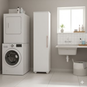 Armário Organizador Multiuso 1 Porta Sofia para Lavanderia/cozinha Branco - Ja - Branco