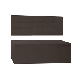 Kit Painel e Calçadeira Baú Queen 1,60m Roma Corano Marrom - Pallazio - 1