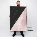Ver imagem 2 de Quadro Decorativo Caixa Alta com Vidro Geométrico Mármore Preto e Rosa TaColado Moldura Preta 120 x 
