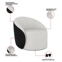 Ver imagem 3 de Poltrona Sala Orgânica Lua Fixa Sintético Pu Preto/linho Cinza D03 - D’Rossi