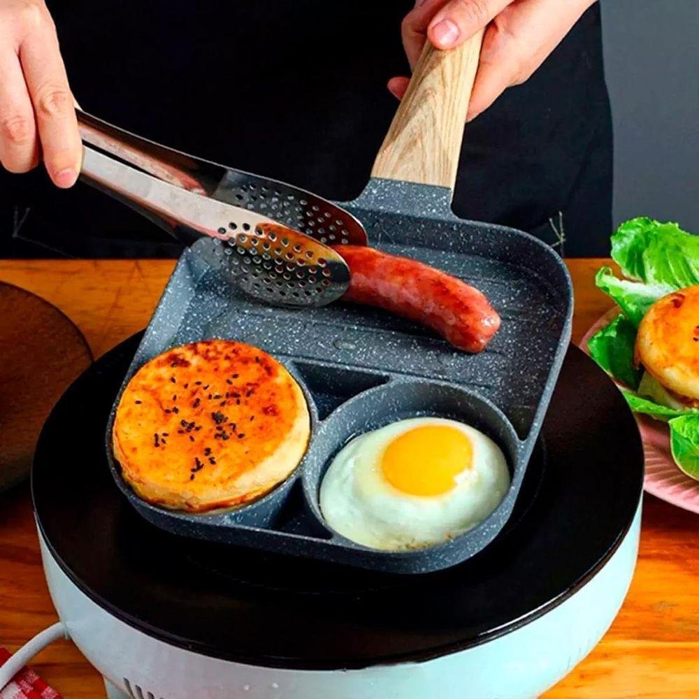 Frigideira Antiaderente 3em1 para Ovos Carne Hambúrguer - 7