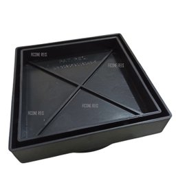 Ralo Invisível 10x10 Preto Banheiro modelo Porcelanato Colar Piso - Ficone Reis - 1