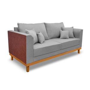 Sofa 3 Lugares Benny Sala de Estar Lat Courvim Tefi Estofados Cinza