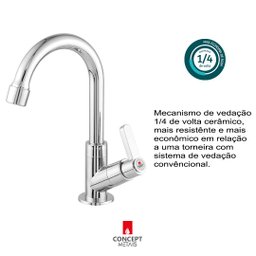 Torneira Lavatorio Lavabo Banheiro Abs 1/4 Volta Concept Metais 2190 - 3