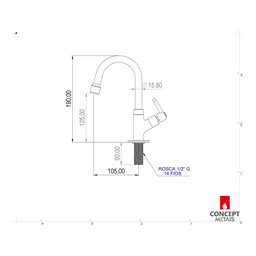 Torneira Lavatorio Lavabo Banheiro Abs 1/4 Volta Concept Metais 2190 - 4