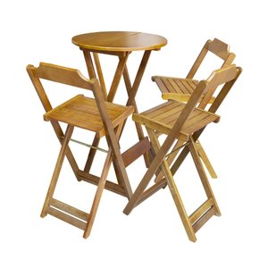 Conjunto de Mesa Bistrô de Madeira Dobrável com 3 Banquetas - Mel
