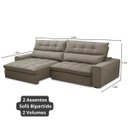 Ver imagem 6 de Sofá 4 Lugares Retrátil e Reclinável 250cm com Molas Ensacadas Bipartido Junior - Veludo Marrom
