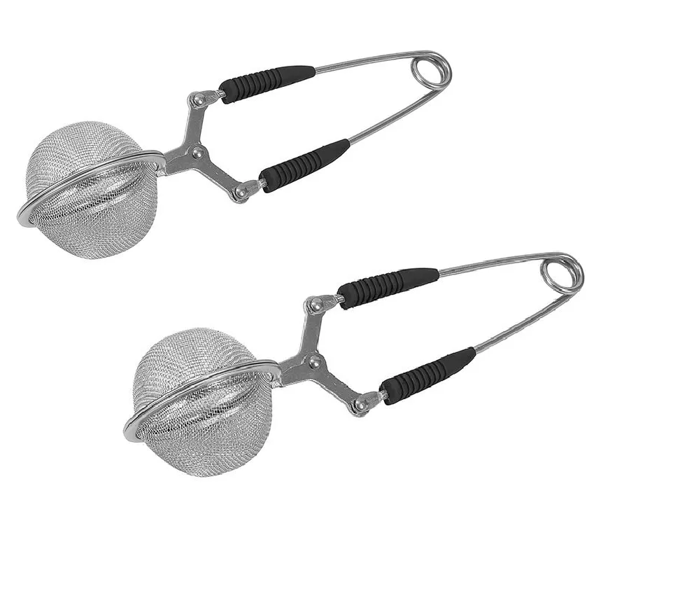 Kit 2 Infusores Chá Inox Coador Peneira Dupla Pinça Difusora - 1