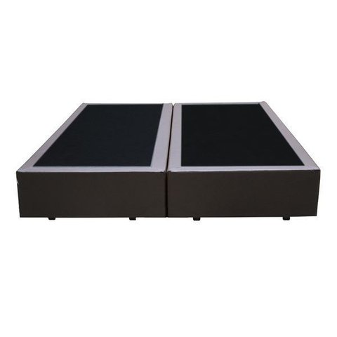 Base Box Queen Bipartido Cinza Sintético 38x158x198