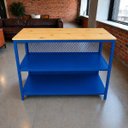 Ver imagem 3 de Bancada Ilha para Cozinha Design Industrial 1,60X60MT Tampo Bege Pés Azul