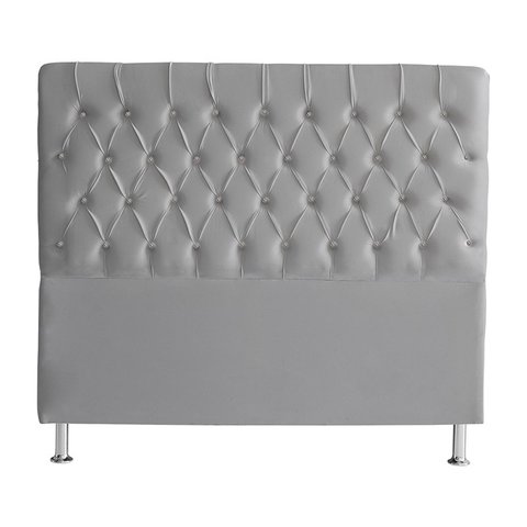 Cabeceira de Cama Box Bella Casal 140 Cm Suede Botão Cristal Prata Ec Móveis