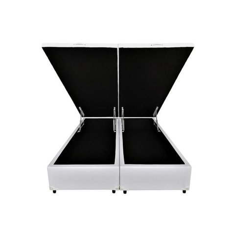 Cama Box Baú King Bipartido Sintético Branco 42x193x203
