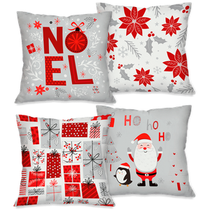 Kit com 4 Capas para Almofadas Natalinas Noel