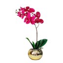 Ver imagem 1 de Arranjo No Vaso Dourado Flores Artificiais Orquídeas Flor