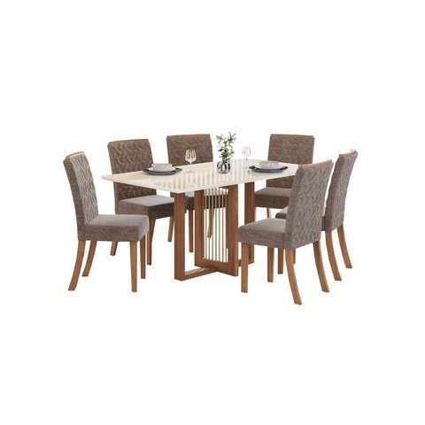 Mesa Jantar Natali 160 6 Cadeiras Esther Cacau - Henn
