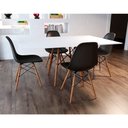 Ver imagem 1 de Conjunto De Mesa Eames Eiffel Retangular 120x75 Tampo De Madeira Branco Com 4 Cadeiras Pretas