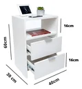 Ver imagem 2 de Mesa de Cabeceira Branca 2 Gavetas e 1 Nicho Mesinha para Quarto Lateral da Cama Estilo Cômoda