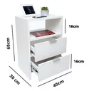 Ver imagem 2 de Mesa de Cabeceira Branca 2 Gavetas e 1 Nicho Mesinha para Quarto Lateral da Cama Estilo Cômoda