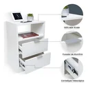 Ver imagem 4 de Mesa de Cabeceira Branca 2 Gavetas e 1 Nicho Mesinha para Quarto Lateral da Cama Estilo Cômoda