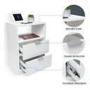 Ver imagem 4 de Mesa de Cabeceira Branca 2 Gavetas e 1 Nicho Mesinha para Quarto Lateral da Cama Estilo Cômoda