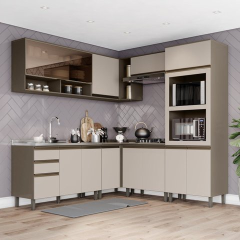 Cozinha Modulada Completa 07 Peças 100% MDF com Torre Quente Connect