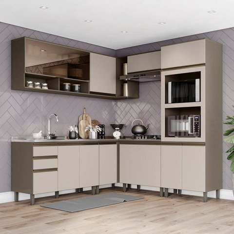 Cozinha Modulada Completa 07 Peças 100% MDF com Torre Quente Connect