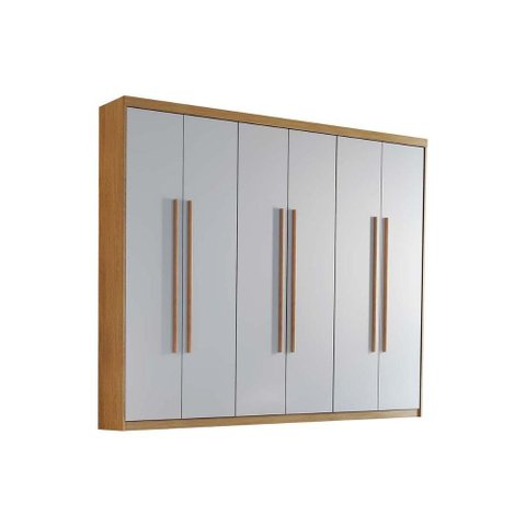 Guarda Roupa Solteiro 6 Portas e 2 Gavetas Naturale/Off White - Rufato