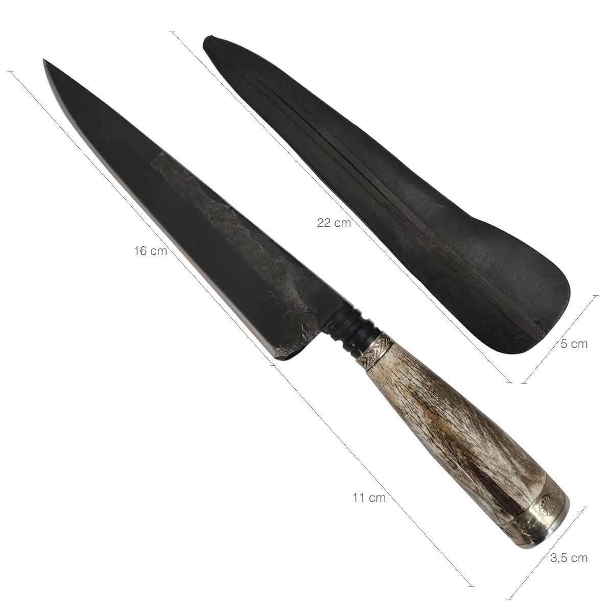 Faca Integral Cabo Especial Osso com Anilina 6' Forjada Aço Carbono 5160 Oxidada 6mm - 5