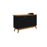 Buffet / Bancada / Balcão / Aparador ABS Estilo Retrô Com Pés em Madeira 3 Portas Puxadores em Couro - 2